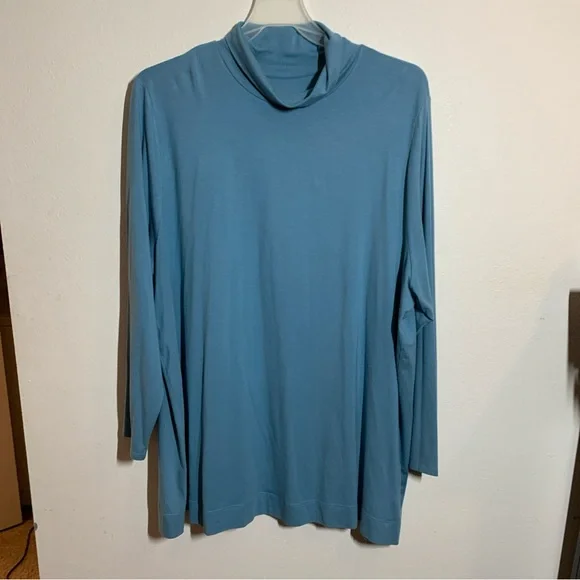 J Jill Luxe Supima Turtleneck Tunic Light Blue Modal Sz 4x Plus Size Casual - Picture 1 of 7